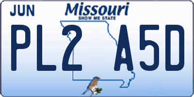 MO license plate PL2A5D