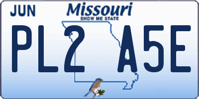 MO license plate PL2A5E