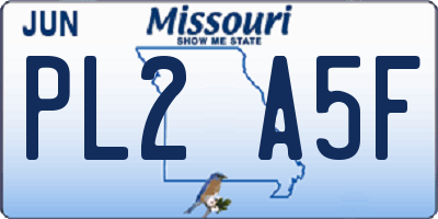 MO license plate PL2A5F