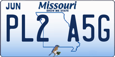 MO license plate PL2A5G
