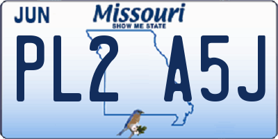 MO license plate PL2A5J