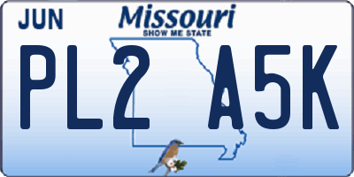 MO license plate PL2A5K