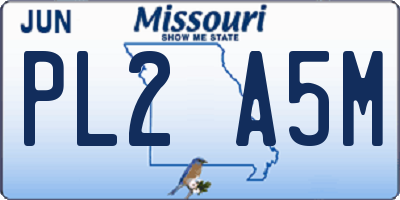 MO license plate PL2A5M