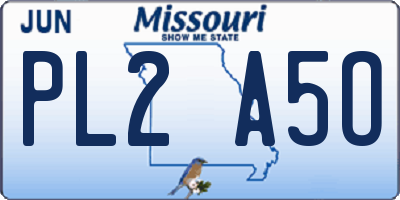 MO license plate PL2A5O
