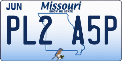 MO license plate PL2A5P