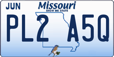 MO license plate PL2A5Q
