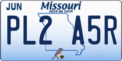 MO license plate PL2A5R