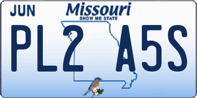 MO license plate PL2A5S