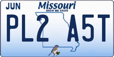 MO license plate PL2A5T