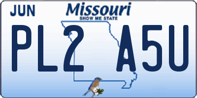 MO license plate PL2A5U