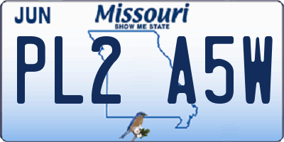 MO license plate PL2A5W