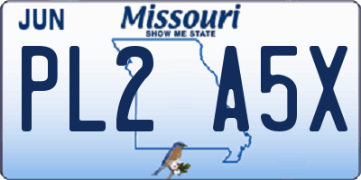 MO license plate PL2A5X