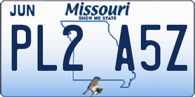 MO license plate PL2A5Z