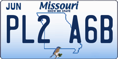 MO license plate PL2A6B