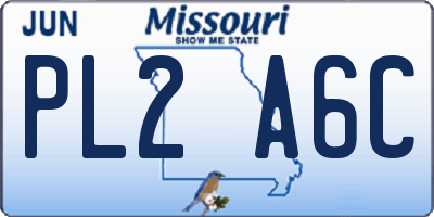 MO license plate PL2A6C