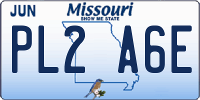 MO license plate PL2A6E
