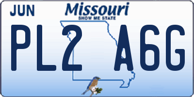 MO license plate PL2A6G