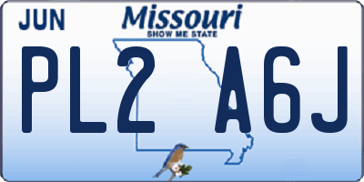MO license plate PL2A6J