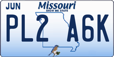MO license plate PL2A6K