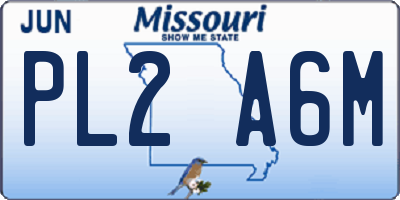 MO license plate PL2A6M