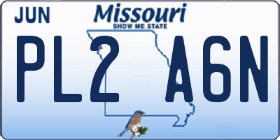 MO license plate PL2A6N