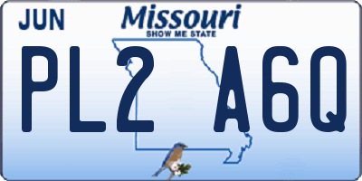 MO license plate PL2A6Q