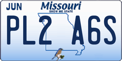 MO license plate PL2A6S
