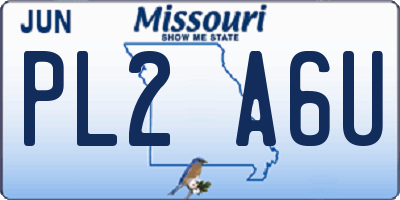 MO license plate PL2A6U