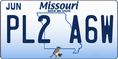 MO license plate PL2A6W