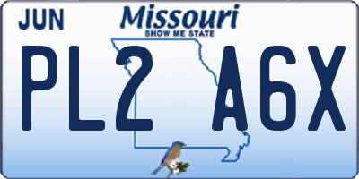 MO license plate PL2A6X