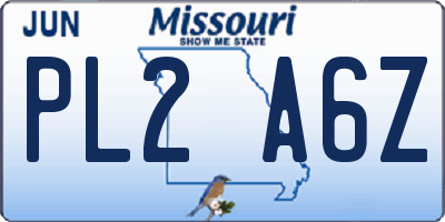 MO license plate PL2A6Z