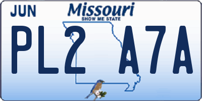 MO license plate PL2A7A