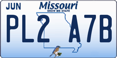 MO license plate PL2A7B