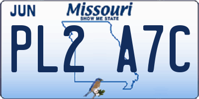 MO license plate PL2A7C