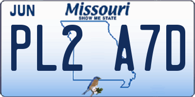 MO license plate PL2A7D