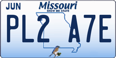 MO license plate PL2A7E