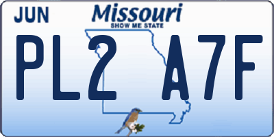 MO license plate PL2A7F