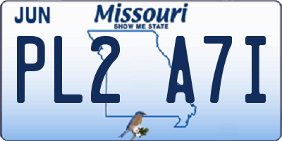 MO license plate PL2A7I