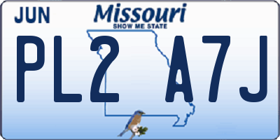 MO license plate PL2A7J