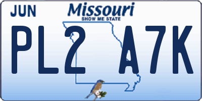 MO license plate PL2A7K