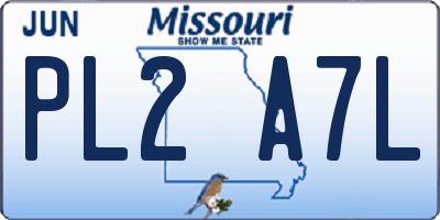 MO license plate PL2A7L