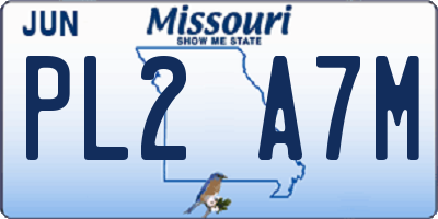 MO license plate PL2A7M