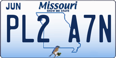 MO license plate PL2A7N