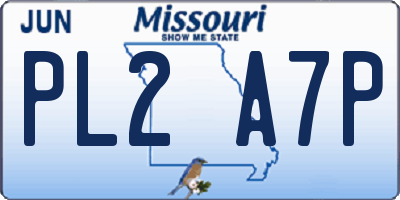 MO license plate PL2A7P