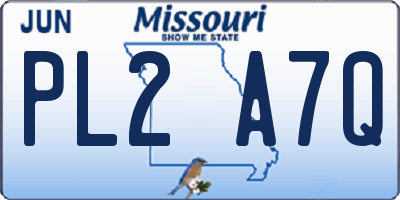 MO license plate PL2A7Q
