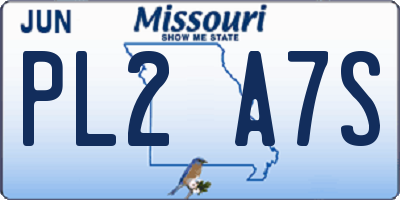 MO license plate PL2A7S