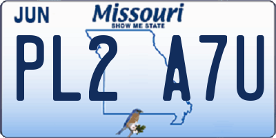 MO license plate PL2A7U