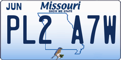 MO license plate PL2A7W