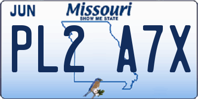 MO license plate PL2A7X