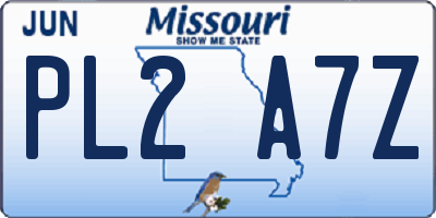 MO license plate PL2A7Z